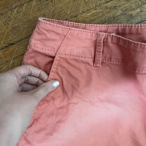 LOFT the washed twill short orange high waisted summer shorts denim pockets casu - Picture 2 of 5